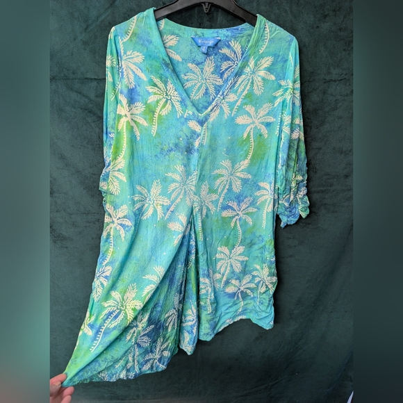 Tropical Palm Print Blouse - Green - Picture 3 of 13